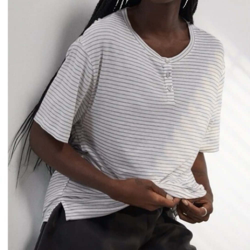 Lunya Cooldown Pima Cotton Short Sleeve Top Size Large Loungewear Casual